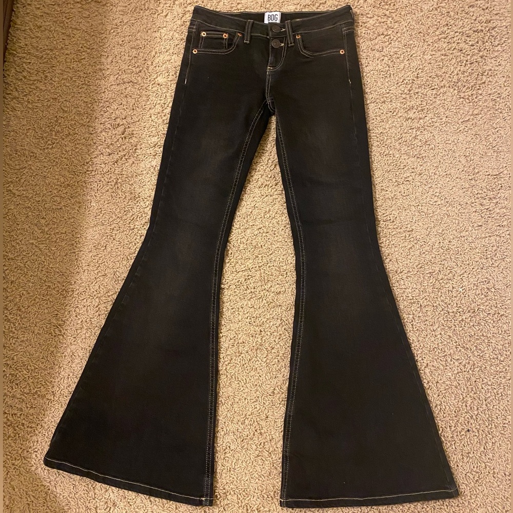BDG Vintage Black Low Rise Two-Button Flare Jeans